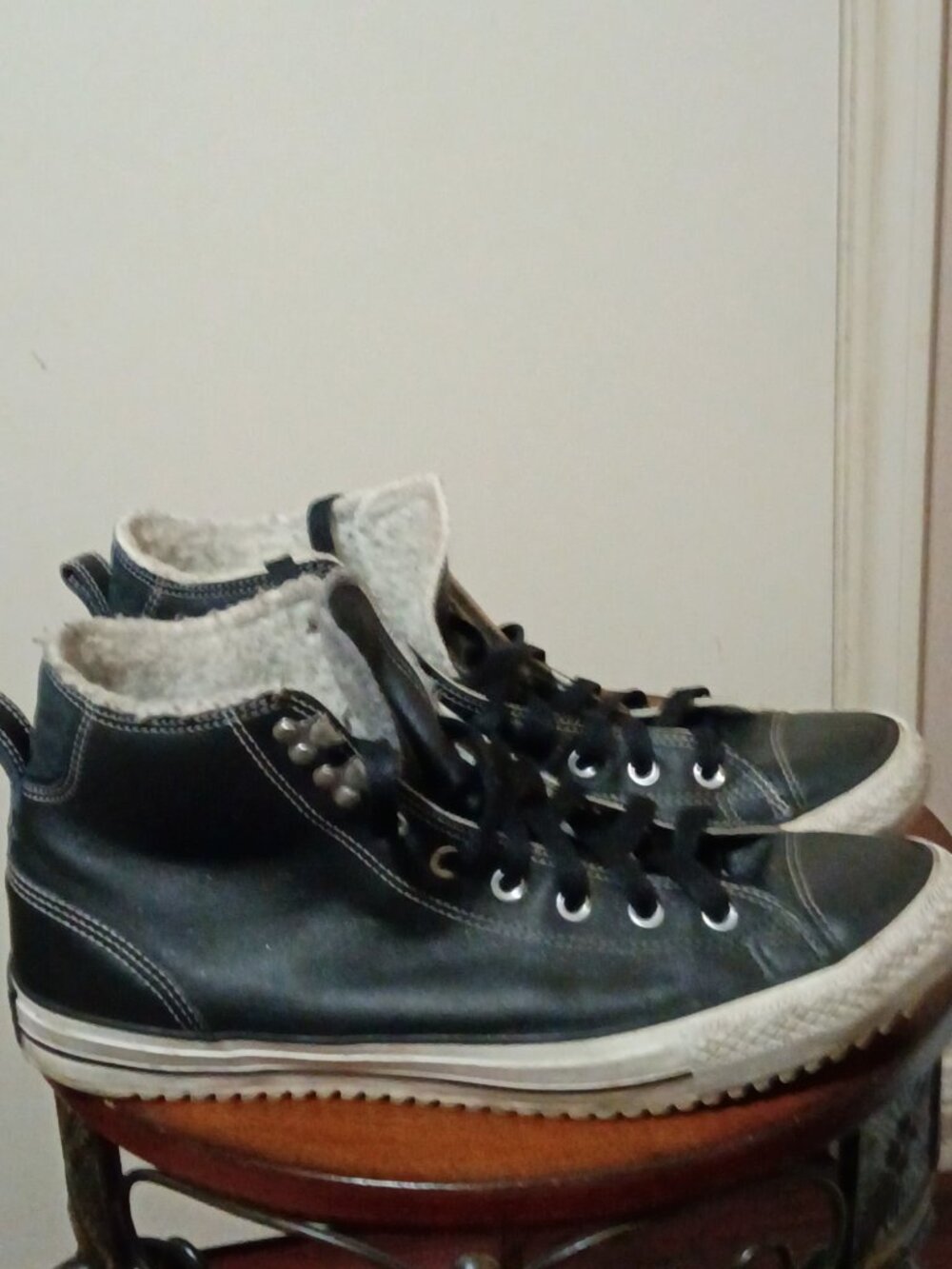 Converse Chuck Taylor City Hiker Black Leather Fleece High Top Mens 13 Womens 15